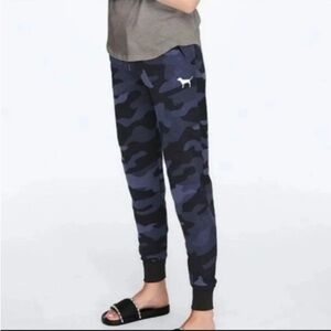 VS PINK Blue Camo Joggers with Black Band Top Size Medium